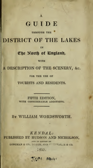 Title page for Wordsworth’s 1835 Guide. Note that Hudson and Nicholson, local publishers, have now taken over for Longman, who published the editions of 1820, 1822, and 1823. Image courtesy L. Tom Perry Special Collections, Harold B. Library, Brigham Young University.