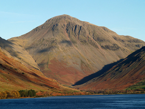 Scafell Pike is the highest mountain in England (3,209 feet), and the Great Gable (2,950 feet) is one of its neighbors. Wordsworth chooses central peaks that offer panoramic views—weather permitting. Photos: Scafell Pike; Great Gable from Wasdale (Sean McMahon, www.StridingEdge.net).