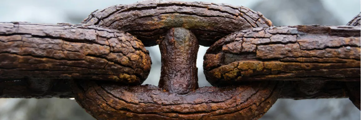 close up view of a rusty chain