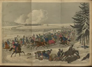 Soldiers fighting on a snowy field
