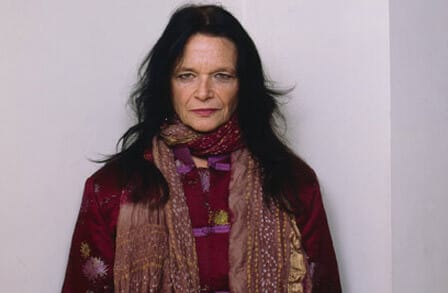 Color photograph of Anne Waldman wearing a scarf.
