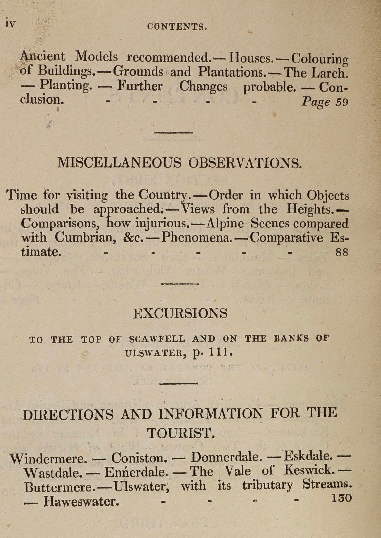 Table of contents for William Wordsworth’s Description of the Scenery of the Lakes in the North of England