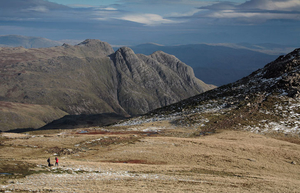 As Dorothy’s journal indicates, the original, less ambitious plan for the day was to climb to the Esk Hause pass (elevation 2,500 feet) rather than Scafell Pike (elevation 3,209 feet). Photo: The Esk Hause pass between Eskdale and Borrowdale (Iain West).
