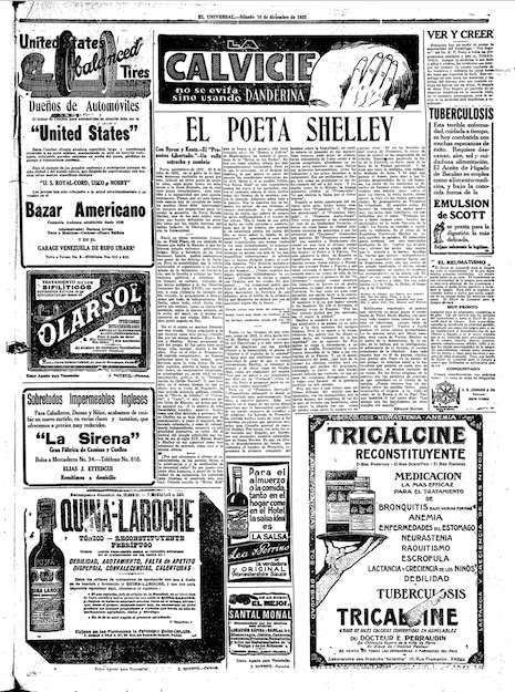 Figure 2 (left): El Universal, Caracas, December 16, 1922   Figure 3 (right): Article by Edouard Herriot. El Universal, Caracas, December 16, 1922