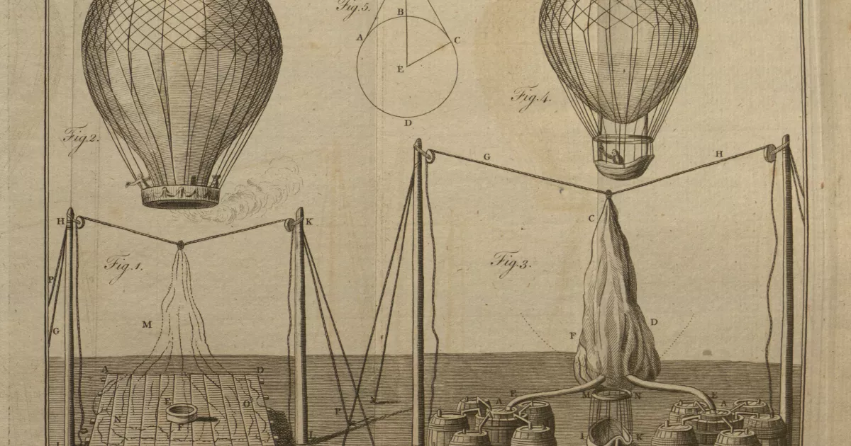 diagram explaining how hot air balloons are filled.