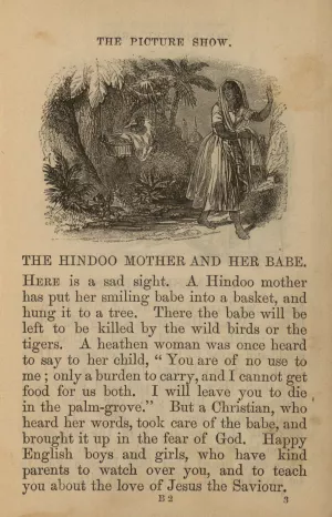 A page of text depicting an Indian woman and her baby