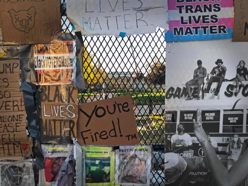 protest materials on whitehouse fence